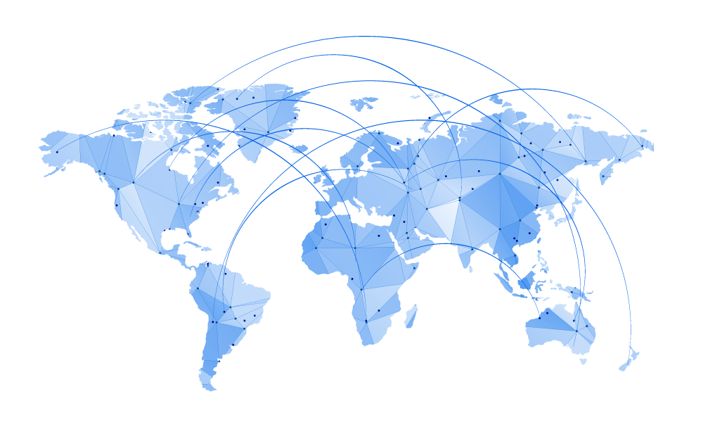 Illustration of telecommunications concept across world map